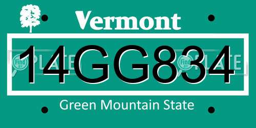 14GG834 Vermont License Plate