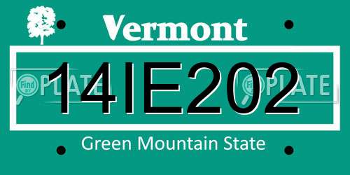 14IE202 Vermont License Plate