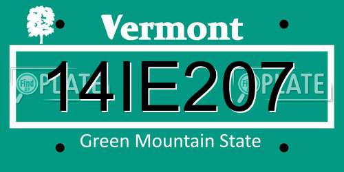 14IE207 Vermont License Plate