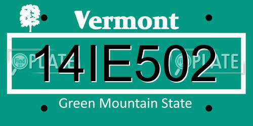 14IE502 Vermont License Plate