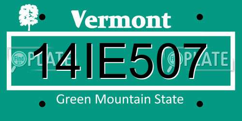 14IE507 Vermont License Plate