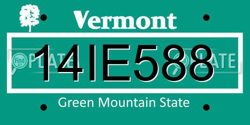 14IE588 Vermont License Plate