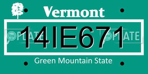 14IE671 Vermont License Plate