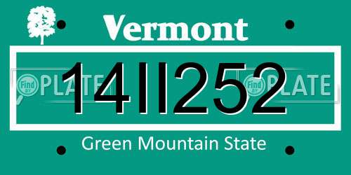 14II252 Vermont License Plate