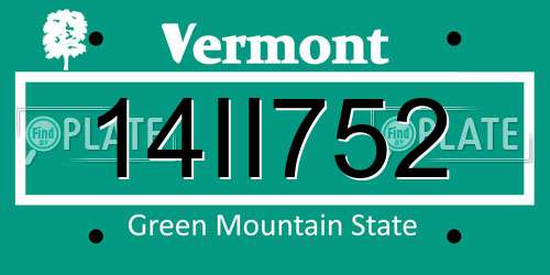 14II752 Vermont License Plate
