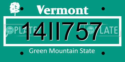 14II757 Vermont License Plate