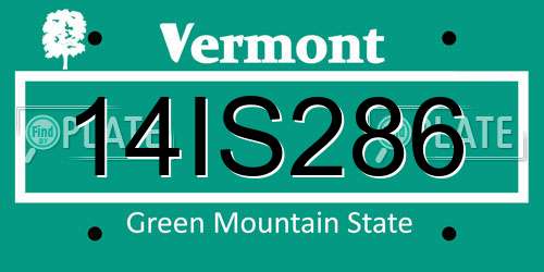 14IS286 Vermont License Plate