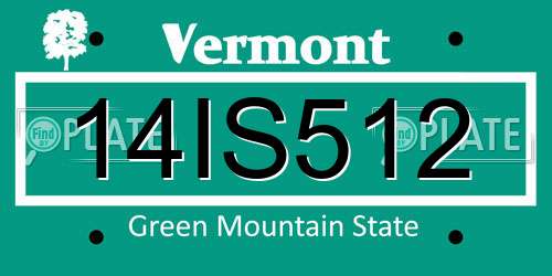 14IS512 Vermont License Plate
