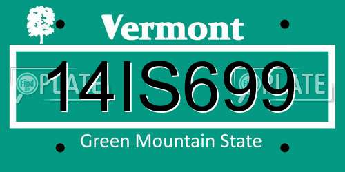 14IS699 Vermont License Plate