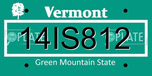 14IS812 Vermont License Plate