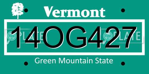 14OG427 Vermont License Plate