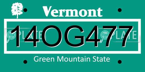 14OG477 Vermont License Plate