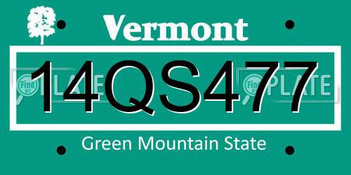 14QS477 Vermont License Plate