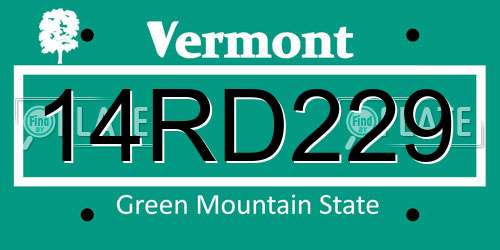 14RD229 Vermont License Plate