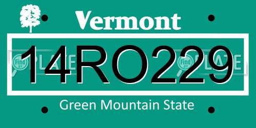 14RO229 Vermont License Plate