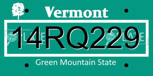 14RQ229 Vermont License Plate