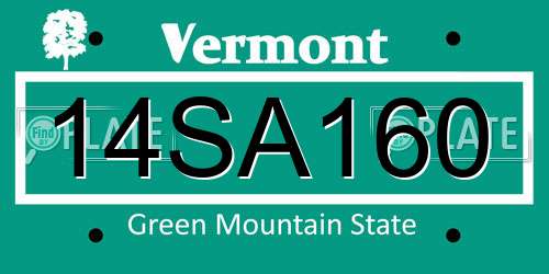 14SA160 Vermont License Plate