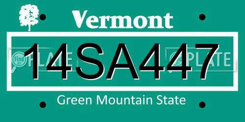 14SA447 Vermont License Plate