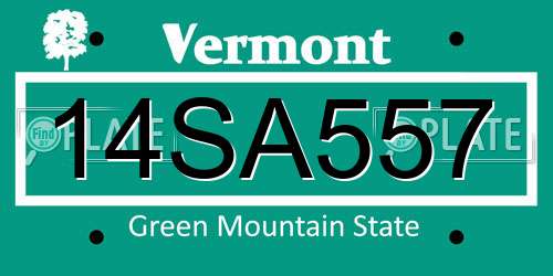 14SA557 Vermont License Plate