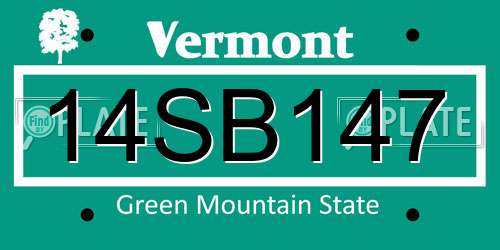 14SB147 Vermont License Plate