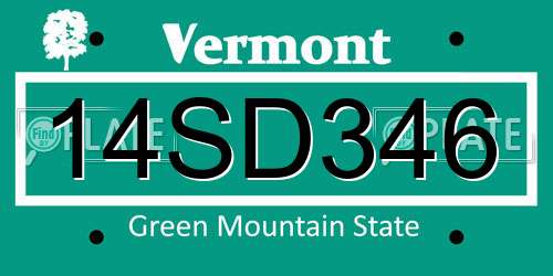 14SD346 Vermont License Plate