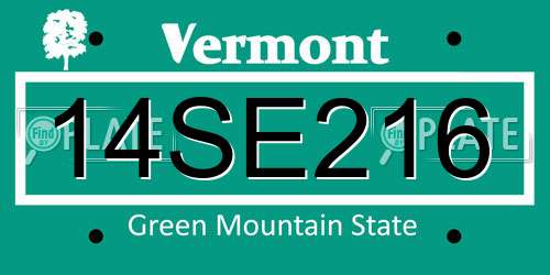 14SE216 Vermont License Plate