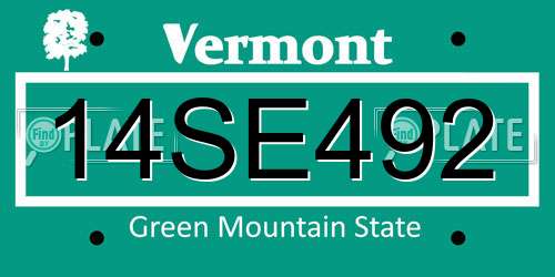 14SE492 Vermont License Plate
