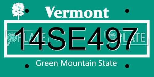 14SE497 Vermont License Plate