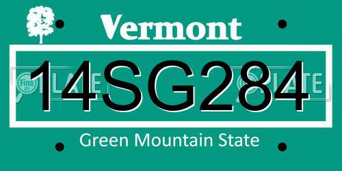 14SG284 Vermont License Plate