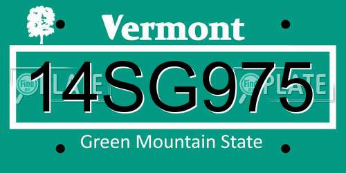 14SG975 Vermont License Plate