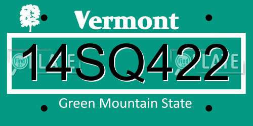 14SQ422 Vermont License Plate