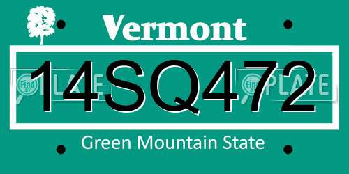14SQ472 Vermont License Plate
