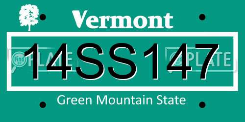 14SS147 Vermont License Plate