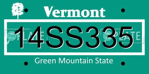 14SS335 Vermont License Plate