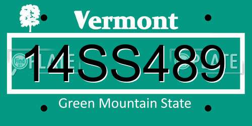 14SS489 Vermont License Plate