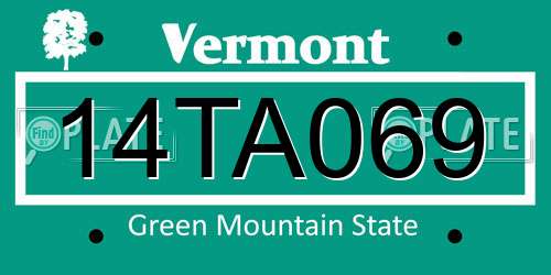 14TA069 Vermont License Plate