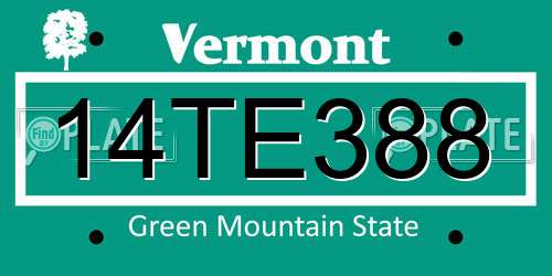 14TE388 Vermont License Plate
