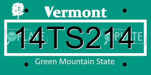 14TS214 Vermont License Plate