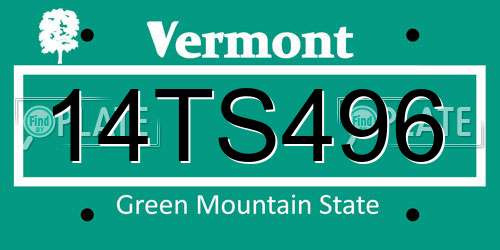 14TS496 Vermont License Plate