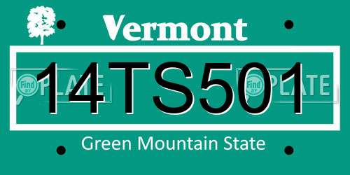 14TS501 Vermont License Plate