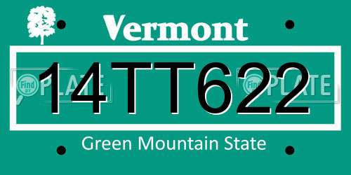 14TT622 Vermont License Plate