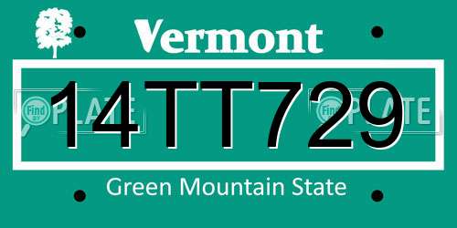 14TT729 Vermont License Plate