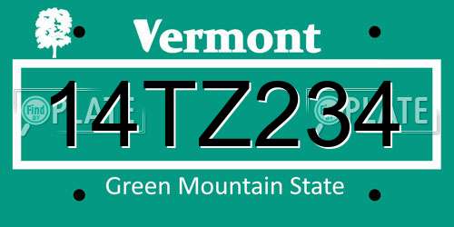 14TZ234 Vermont License Plate