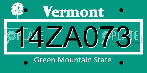 14ZA073 Vermont License Plate