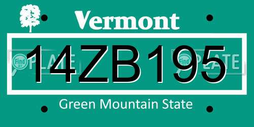 14ZB195 Vermont License Plate