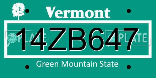 14ZB647 Vermont License Plate