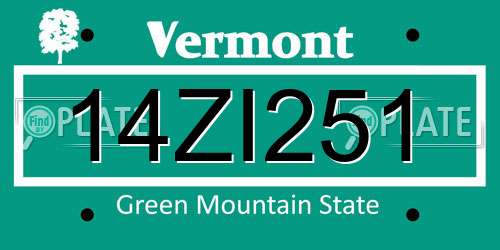 14ZI251 Vermont License Plate
