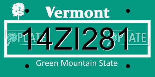 14ZI281 Vermont License Plate