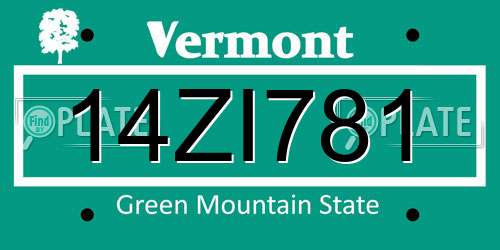14ZI781 Vermont License Plate