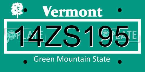 14ZS195 Vermont License Plate